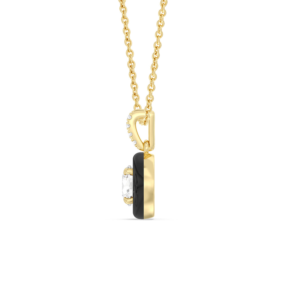 Round Diamond Drop Necklace in Ceramic with 14KT Yellow Gold / Midnight / 1 Cut Diamond in 14KT Yellow Gold / Midnight / 1 view 3
