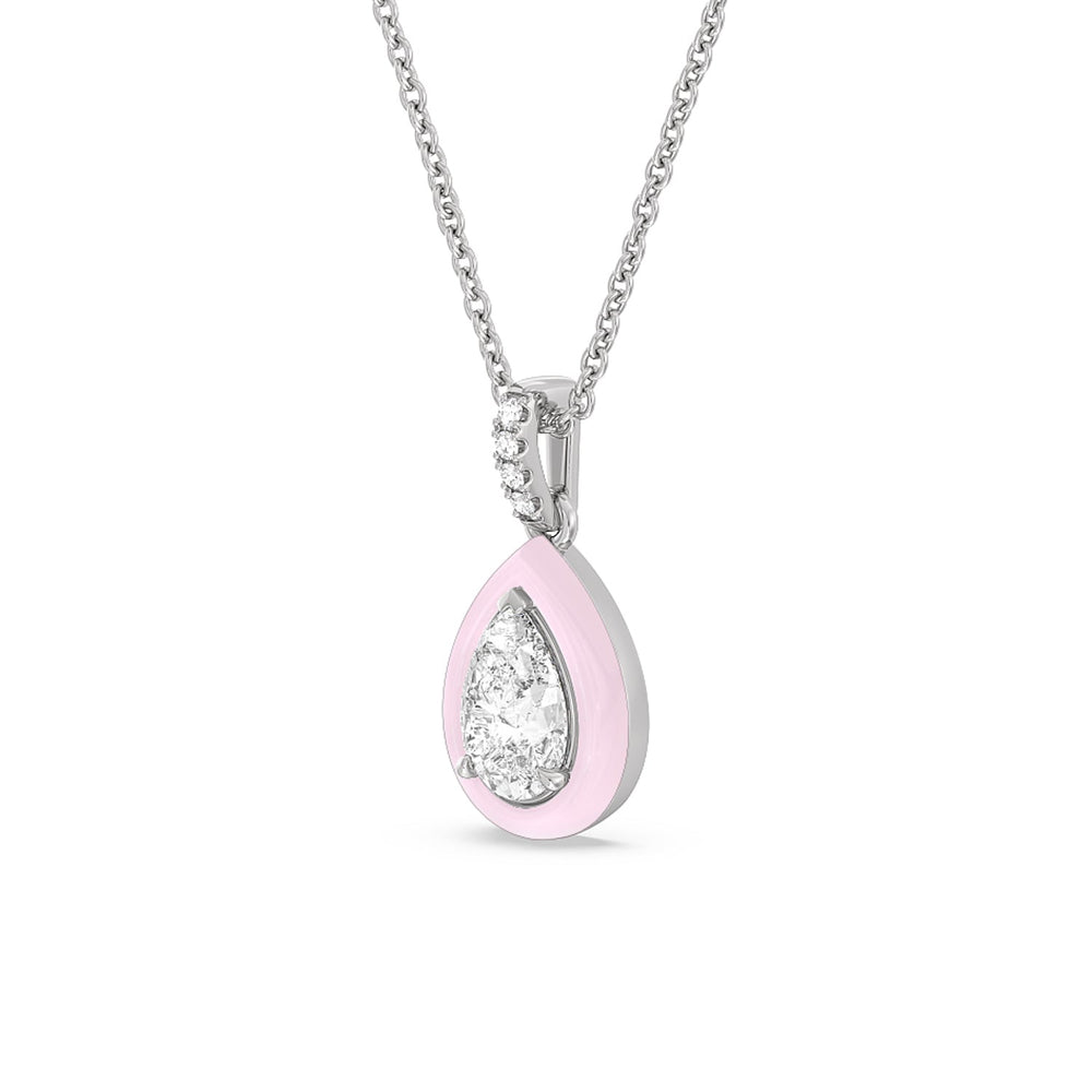 Pear Bezel Drop Necklace in Ceramic with Sterling Silver / Lavender Rose / 1 Cut Diamond in 14KT Sterling Silver / Lavender Rose / 1 view 2
