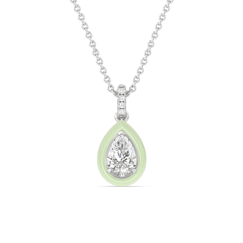 Pear Bezel Drop Necklace in Ceramic with Sterling Silver / Lavender Rose / 1 Cut Diamond in 14KT Sterling Silver / Lavender Rose / 1 view 4
