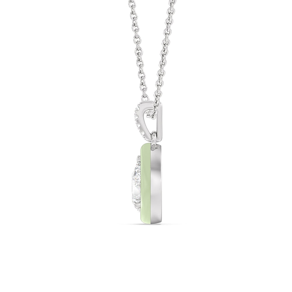 Pear Bezel Drop Necklace in Ceramic with Sterling Silver / Lavender Rose / 1 Cut Diamond in 14KT Sterling Silver / Lavender Rose / 1 view 6
