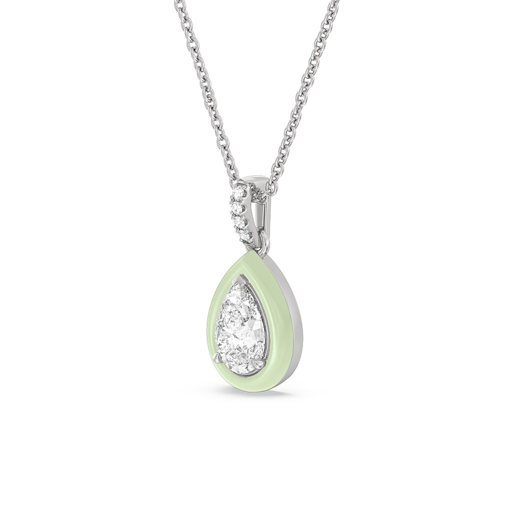 Pear Bezel Drop Necklace in Ceramic with Sterling Silver / Lavender Rose / 1 Cut Diamond in 14KT Sterling Silver / Lavender Rose / 1 view 5
