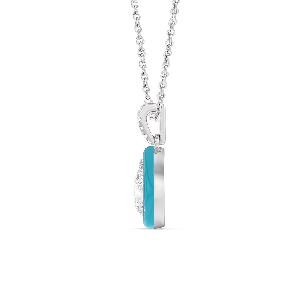 Pear Bezel Drop Necklace in Ceramic with Sterling Silver / Olive / 1 Cut Diamond in 14KT Sterling Silver / Olive / 1 view 3
