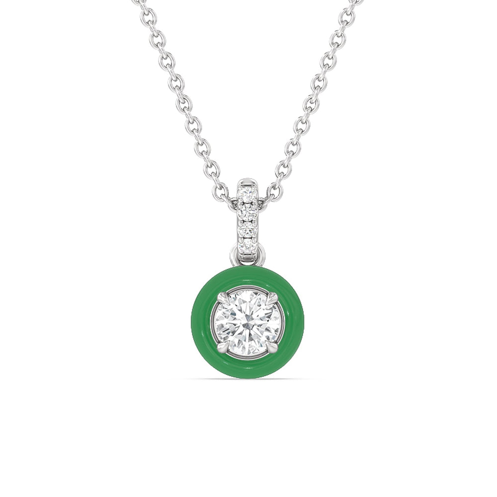 The Ceramic Set with Sterling Silver / Evergreen / 1 Cut Diamond in 14KT Sterling Silver / Evergreen / 1 view 3

