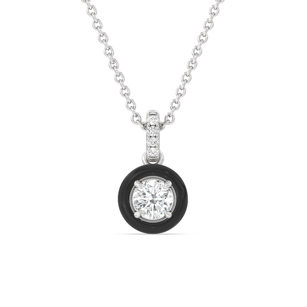 The Ceramic Set with Sterling Silver / Midnight / 1 Cut Diamond in 14KT Sterling Silver / Midnight / 1 view 3
