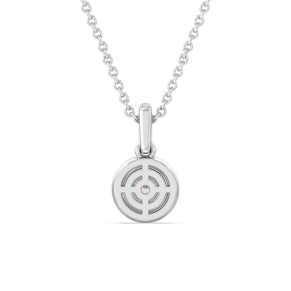 Round Bezel Drop Necklace in Ceramic with Sterling Silver / Lilac Blush / 1/2 Cut Diamond in 14KT Sterling Silver / Lilac Blush / 1/2 view 4
