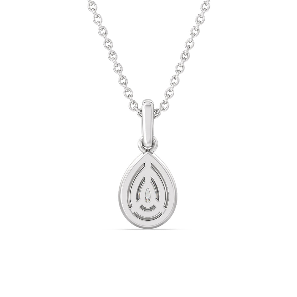 Pear Bezel Drop Necklace in Ceramic with 14KT White Gold / Lavender Rose / 1/2 Cut Diamond in 14KT White Gold / Lavender Rose / 1/2 view 4
