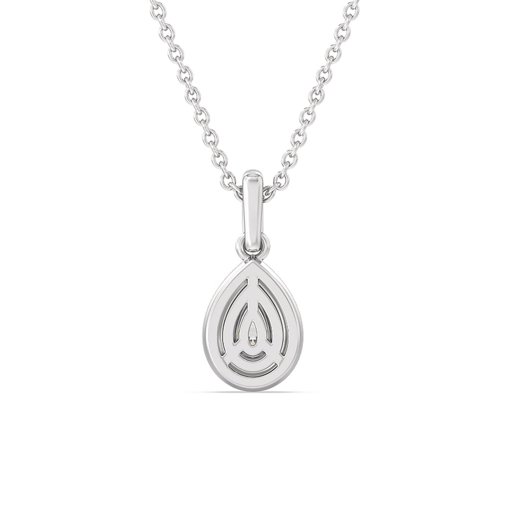 Pear Bezel Drop Necklace in Ceramic with Sterling Silver / Lavender Rose / 1/2 Cut Diamond in 14KT Sterling Silver / Lavender Rose / 1/2 view 4
