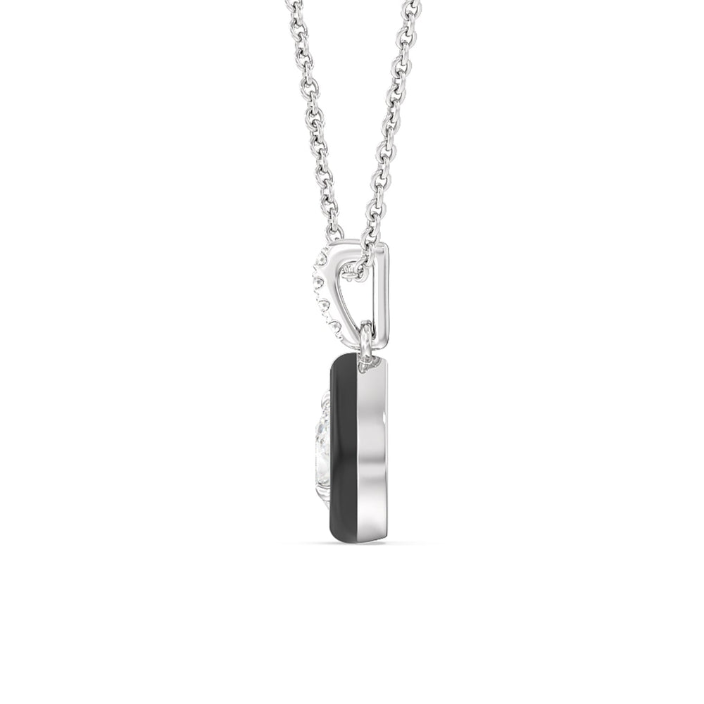 Pear Bezel Drop Necklace in Ceramic with Sterling Silver / Midnight / 1/2 Cut Diamond in 14KT Sterling Silver / Midnight / 1/2 view 3

