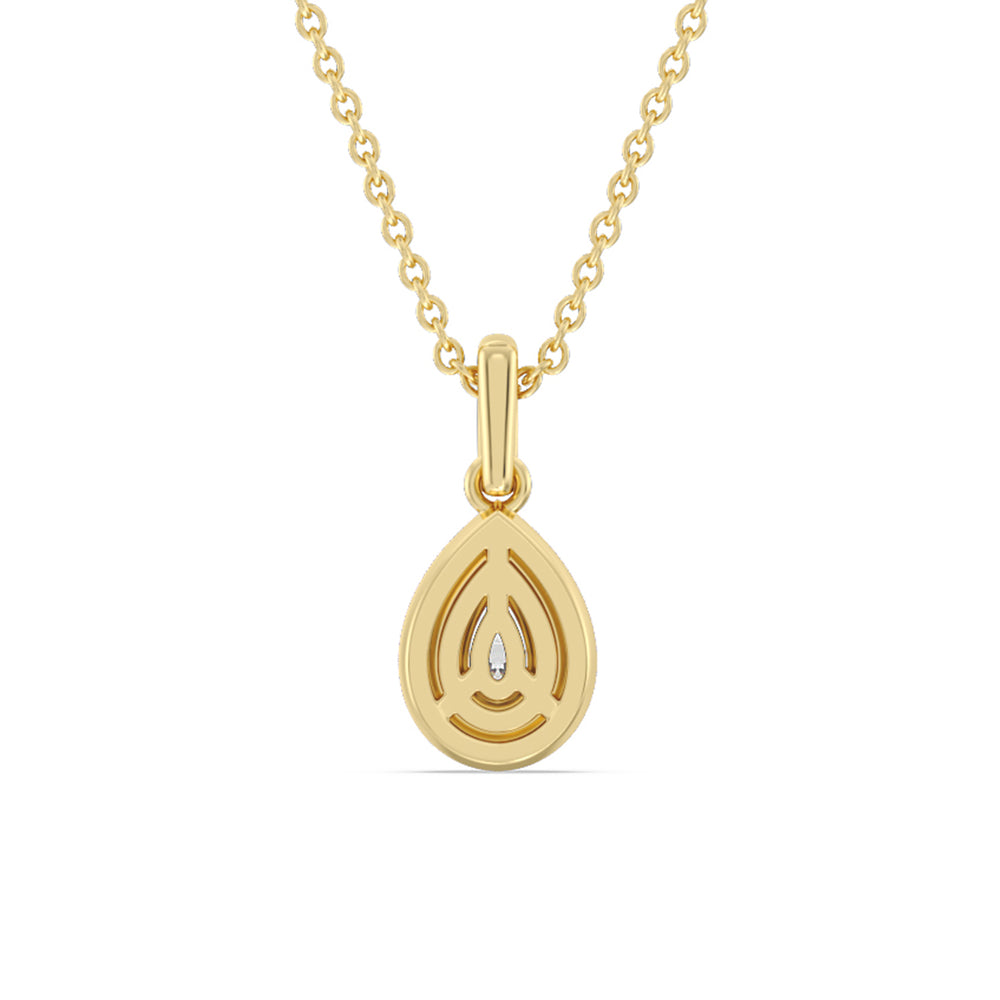 Pear Bezel Drop Necklace in Ceramic with 14KT Yellow Gold / Lavender Rose / 1/2 Cut Diamond in 14KT Yellow Gold / Lavender Rose / 1/2 view 4
