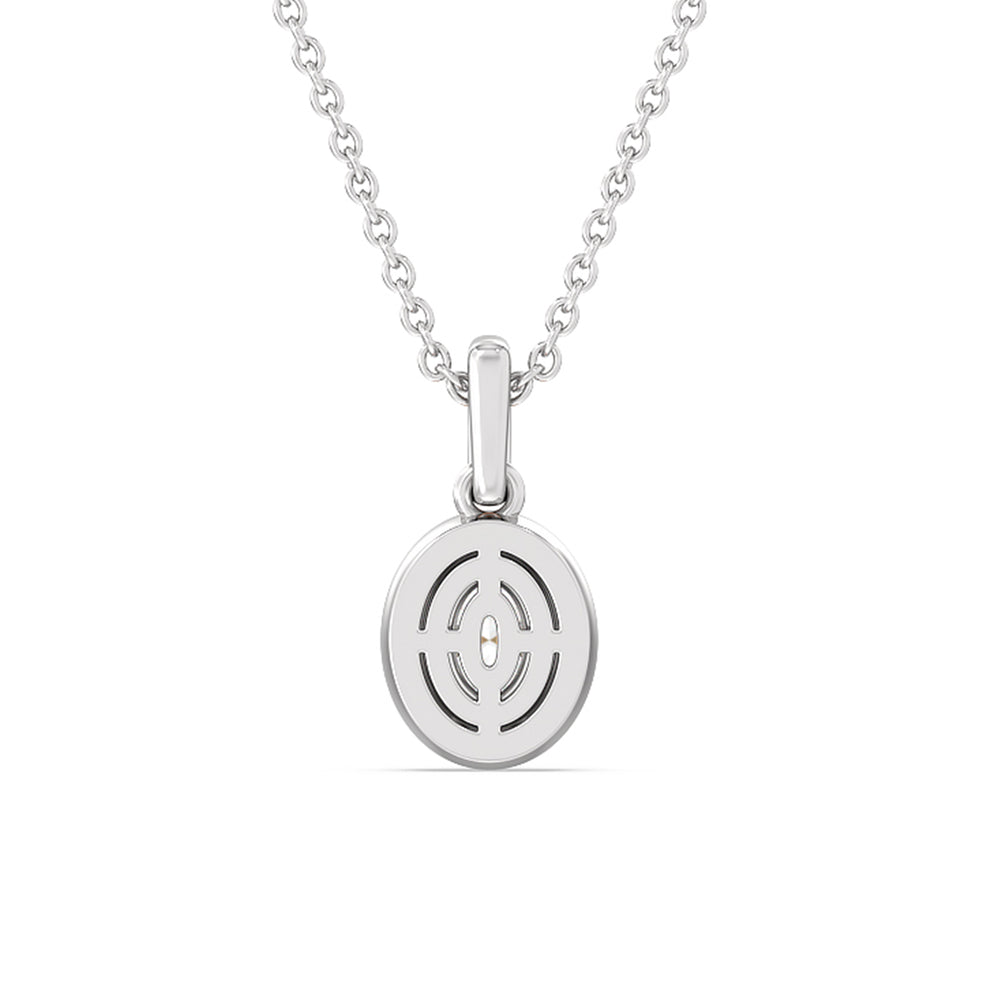 Oval Bezel Drop Necklace in Ceramic with 14KT White Gold / Coral / 1/2 Cut Diamond in 14KT White Gold / Coral / 1/2 view 4
