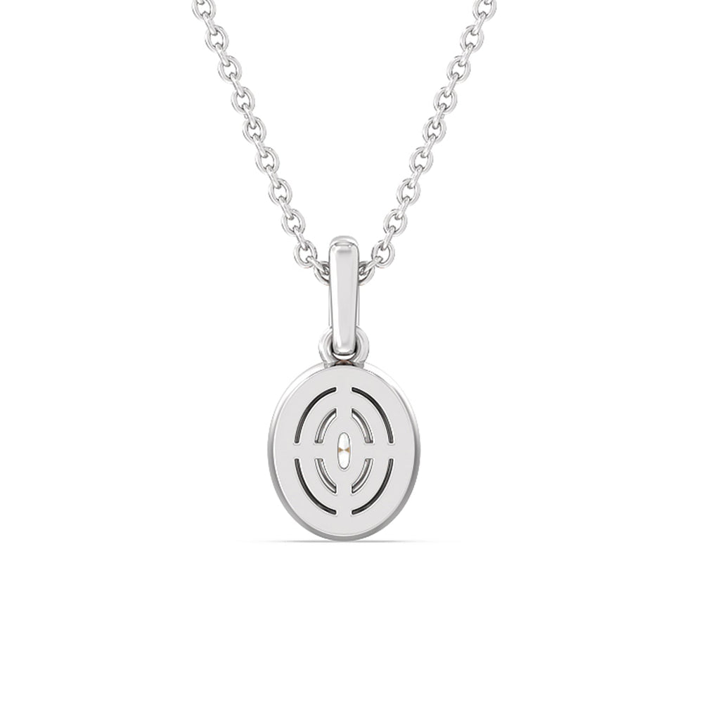 Oval Bezel Drop Necklace in Ceramic with Sterling Silver / Coral / 1/2 Cut Diamond in 14KT Sterling Silver / Coral / 1/2 view 4
