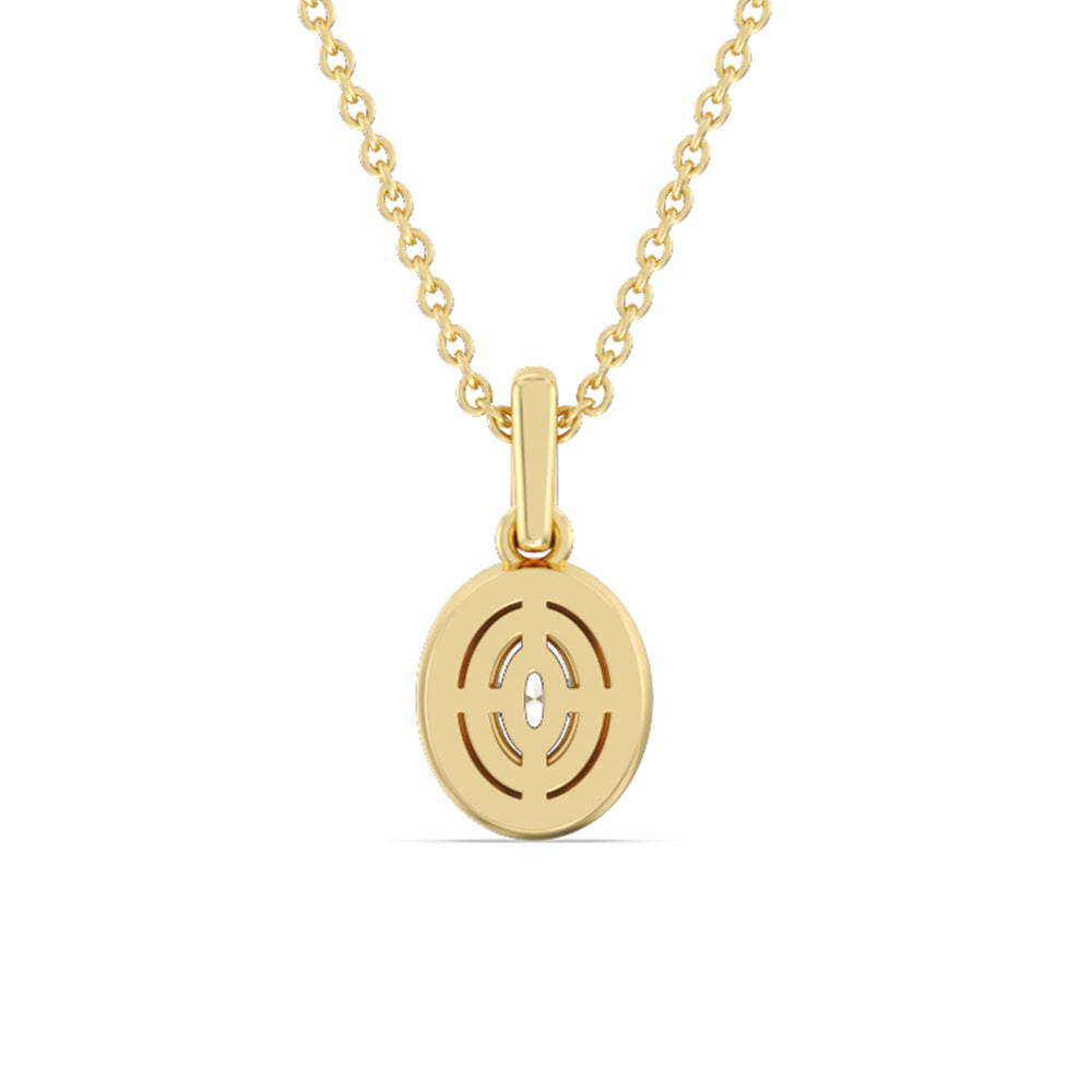 Oval Bezel Drop Necklace in Ceramic with 14KT Yellow Gold / Coral / 1/2 Cut Diamond in 14KT Yellow Gold / Coral / 1/2 view 4
