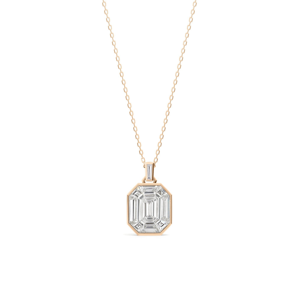 Octavia Emerald Composite Diamond Necklace with 14KT Rose Gold / Lab / 4 3/8 Cut Diamond in 14KT Rose Gold / Lab / 4 3/8 view 1
