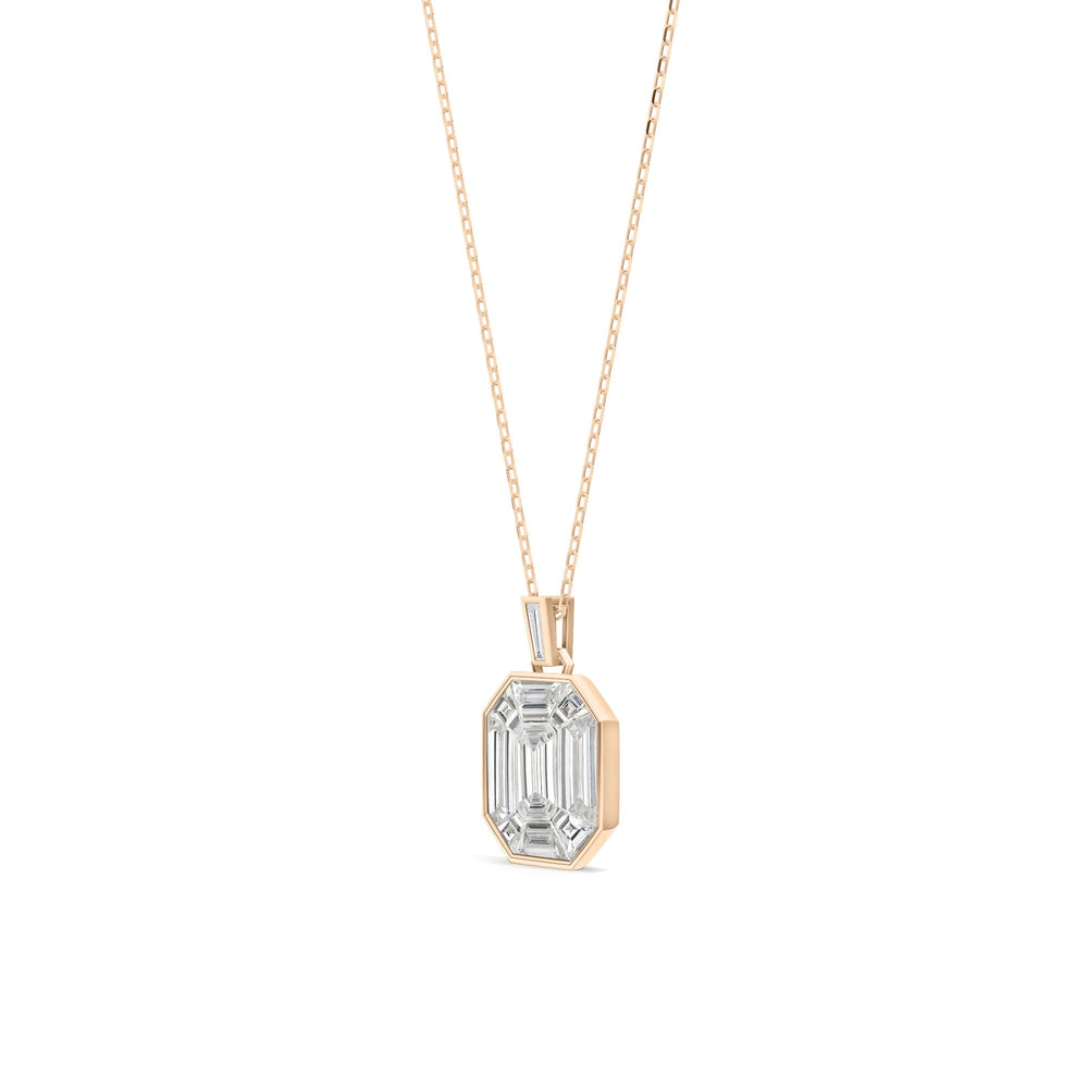 Octavia Emerald Composite Diamond Necklace with 14KT Rose Gold / Lab / 4 3/8 Cut Diamond in 14KT Rose Gold / Lab / 4 3/8 view 3
