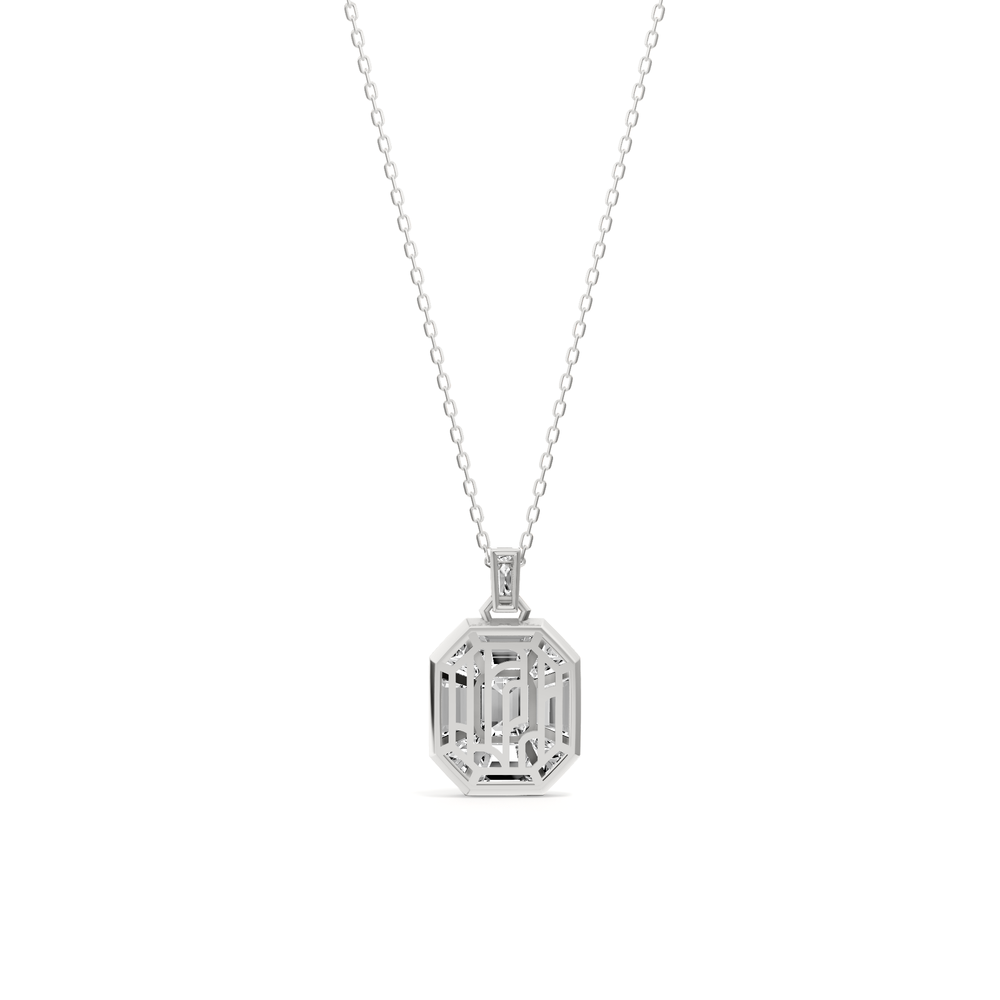 Octavia Emerald Composite Diamond Necklace with 14KT White Gold / Lab / 4 3/8 Cut Diamond in 14KT White Gold / Lab / 4 3/8 view 5
