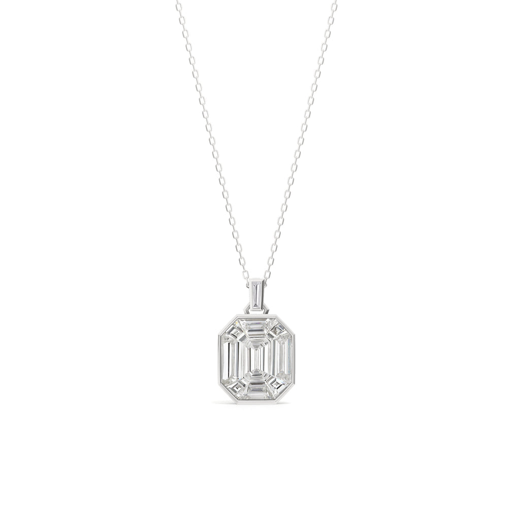 Octavia Emerald Composite Diamond Necklace with 14KT White Gold / Lab / 4 3/8 Cut Diamond in 14KT White Gold / Lab / 4 3/8 view 1
