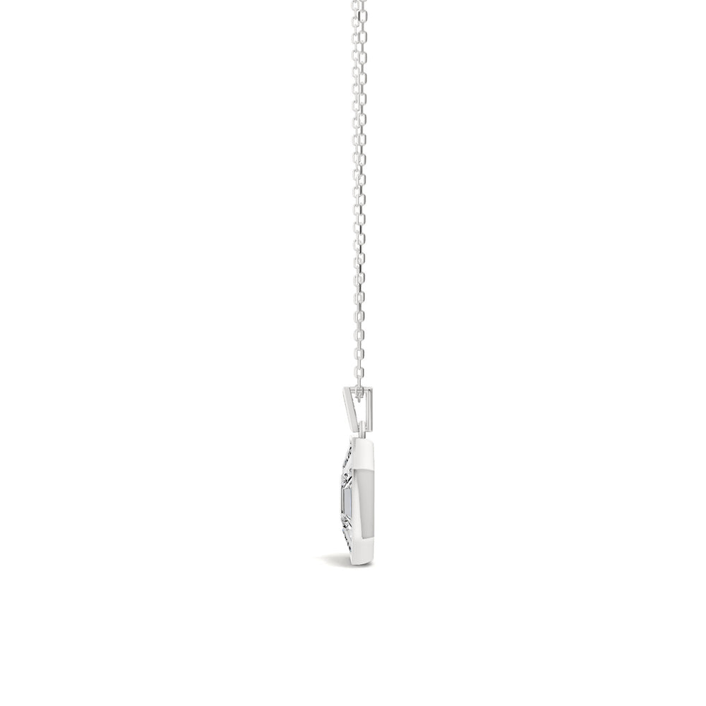 Octavia Emerald Composite Diamond Necklace with 14KT White Gold / Lab / 4 3/8 Cut Diamond in 14KT White Gold / Lab / 4 3/8 view 4
