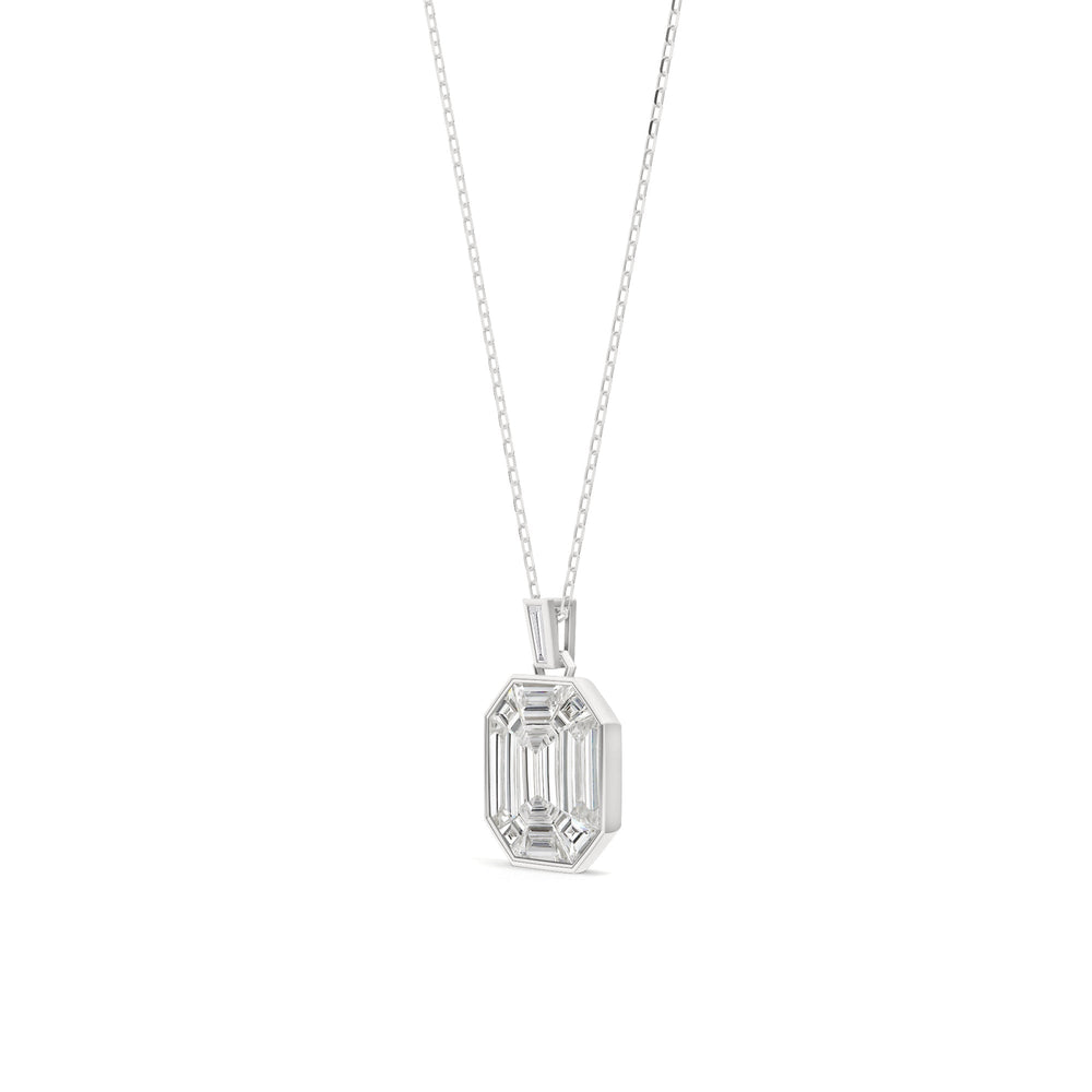 Octavia Emerald Composite Diamond Necklace with 14KT White Gold / Lab / 4 3/8 Cut Diamond in 14KT White Gold / Lab / 4 3/8 view 3
