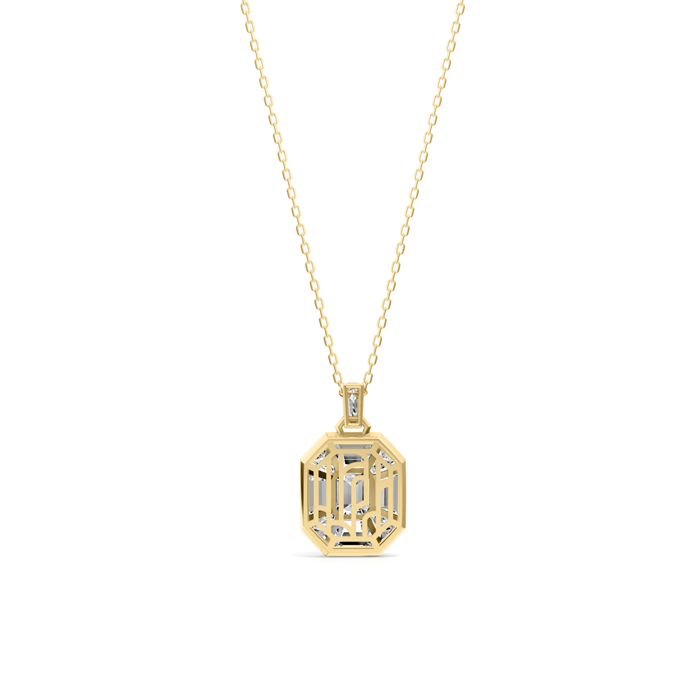 Octavia Emerald Composite Diamond Necklace with 14KT Yellow Gold / Lab / 4 3/8 Cut Diamond in 14KT Yellow Gold / Lab / 4 3/8 view 5
