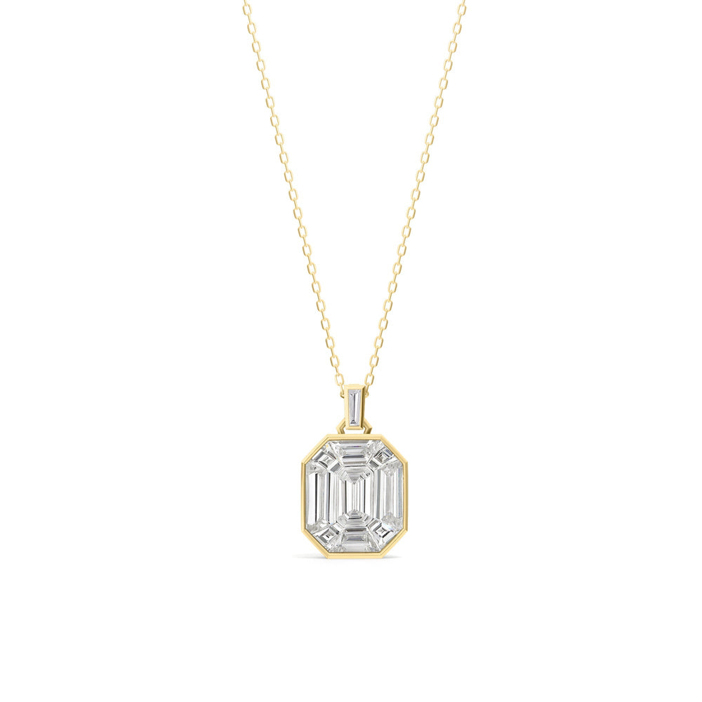Octavia Emerald Composite Diamond Necklace with 14KT Yellow Gold / Lab / 4 3/8 Cut Diamond in 14KT Yellow Gold / Lab / 4 3/8 view 1
