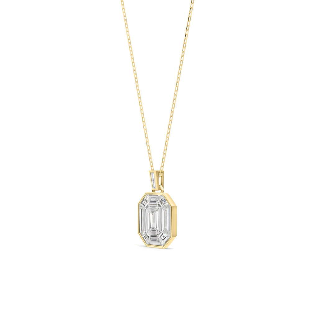 Octavia Emerald Composite Diamond Necklace with 14KT Yellow Gold / Lab / 4 3/8 Cut Diamond in 14KT Yellow Gold / Lab / 4 3/8 view 3
