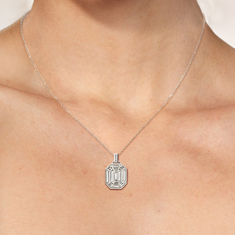 Octavia Emerald Composite Diamond Necklace with 14KT Rose Gold / Lab / 4 3/8 Cut Diamond in 14KT Rose Gold / Lab / 4 3/8 view 2
