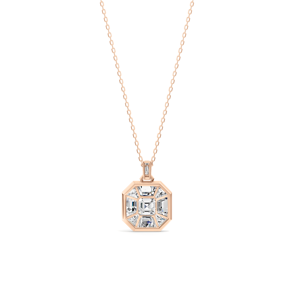 Ottavia Asscher Composite Diamond Pendant with 14KT Rose Gold / Lab / 4 7/8 Cut Diamond in 14KT Rose Gold / Lab / 4 7/8 view 5
