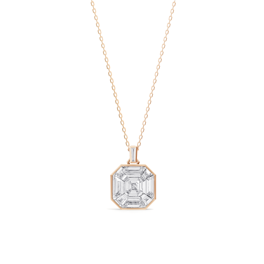 Ottavia Asscher Composite Diamond Pendant with 14KT Rose Gold / Lab / 4 7/8 Cut Diamond in 14KT Rose Gold / Lab / 4 7/8 view 1
