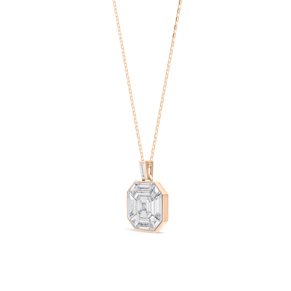 Ottavia Asscher Composite Diamond Pendant with 14KT Rose Gold / Lab / 4 7/8 Cut Diamond in 14KT Rose Gold / Lab / 4 7/8 view 3

