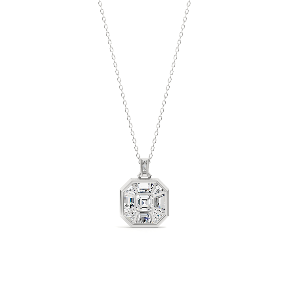Ottavia Asscher Composite Diamond Pendant with 14KT White Gold / Lab / 4 7/8 Cut Diamond in 14KT White Gold / Lab / 4 7/8 view 5

