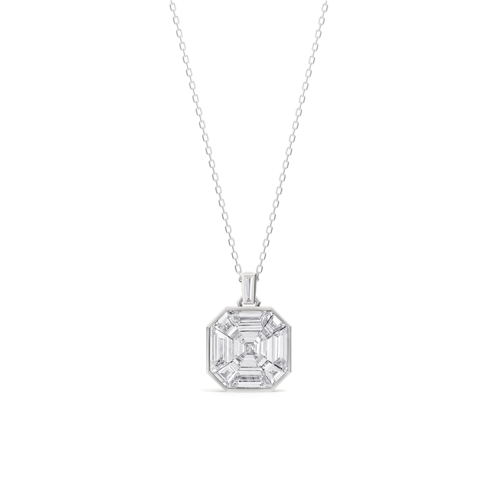 Ottavia Asscher Composite Diamond Pendant with 14KT White Gold / Lab / 4 7/8 Cut Diamond in 14KT White Gold / Lab / 4 7/8 view 1
