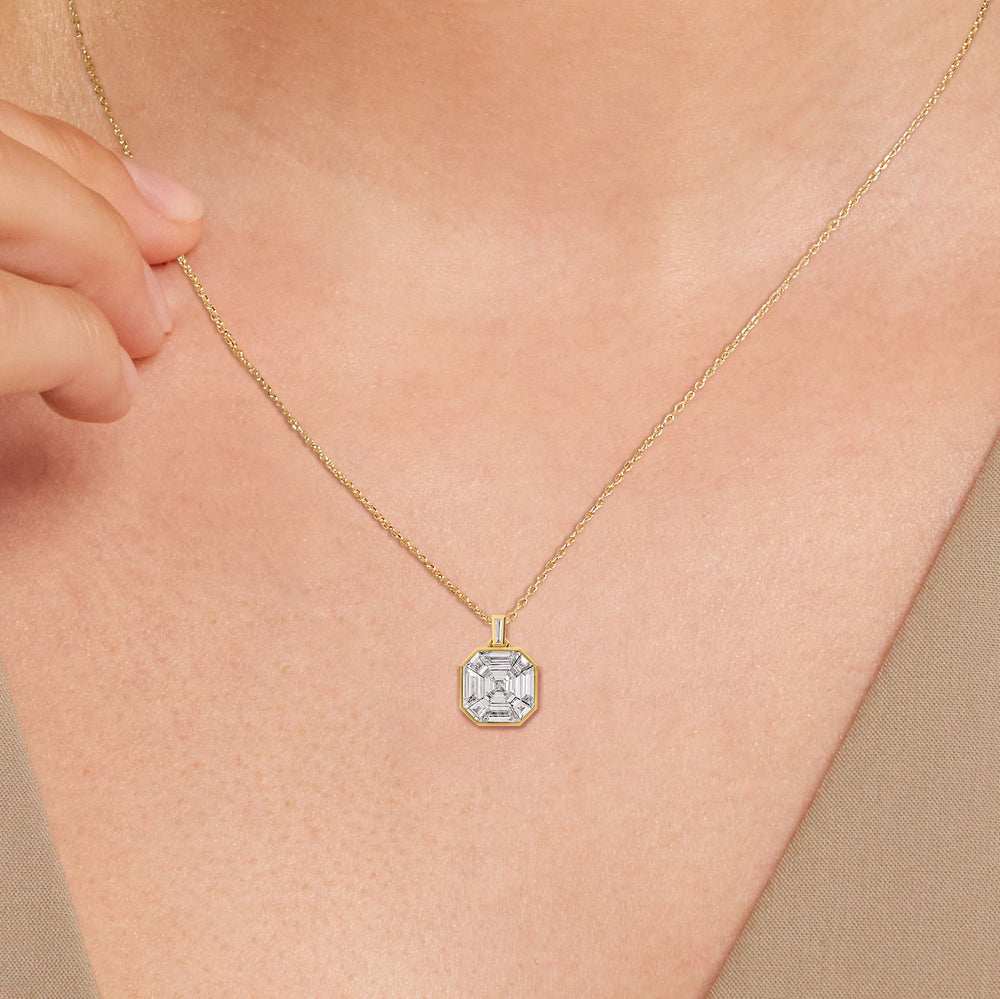 Ottavia Asscher Composite Diamond Pendant with 14KT Yellow Gold / Lab / 4 7/8 Cut Diamond in 14KT Yellow Gold / Lab / 4 7/8 view 2
