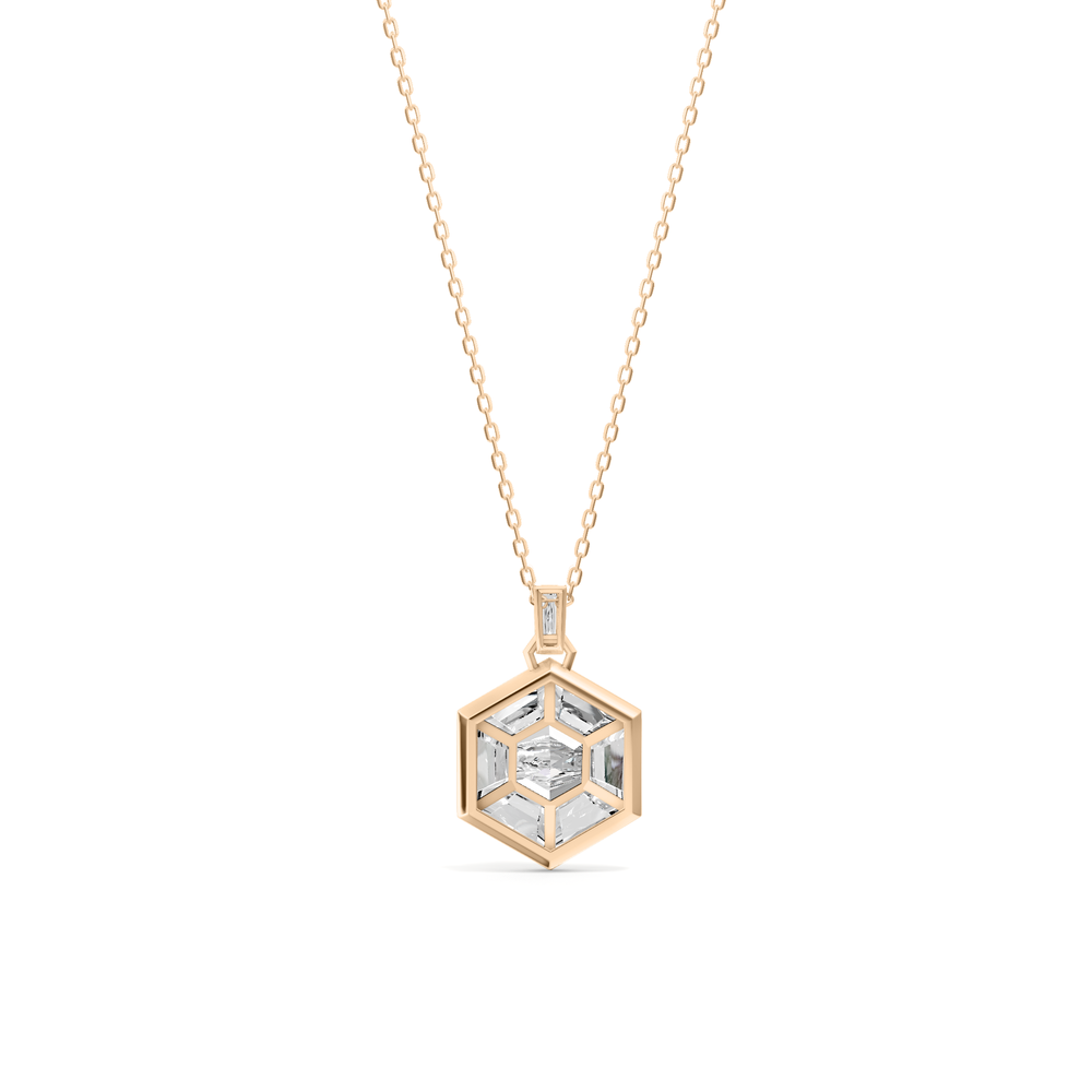Juno Hexagon Composite Diamond Pendant with 14KT Rose Gold / Lab / 4 5/8 Cut Diamond in 14KT Rose Gold / Lab / 4 5/8 view 5
