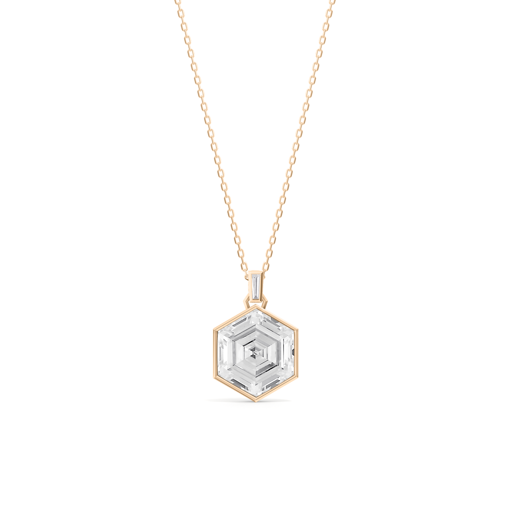 Juno Hexagon Composite Diamond Pendant with 14KT Rose Gold / Lab / 4 5/8 Cut Diamond in 14KT Rose Gold / Lab / 4 5/8 view 1
