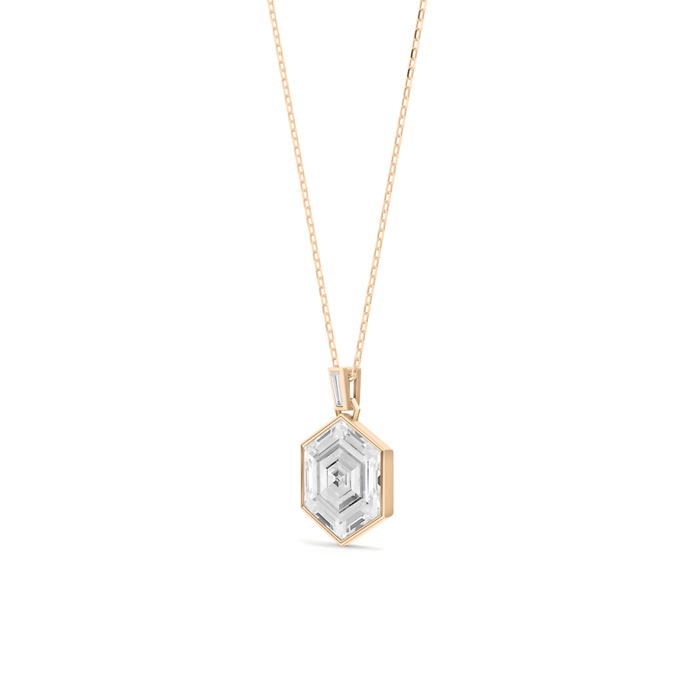 Juno Hexagon Composite Diamond Pendant with 14KT Rose Gold / Lab / 4 5/8 Cut Diamond in 14KT Rose Gold / Lab / 4 5/8 view 3
