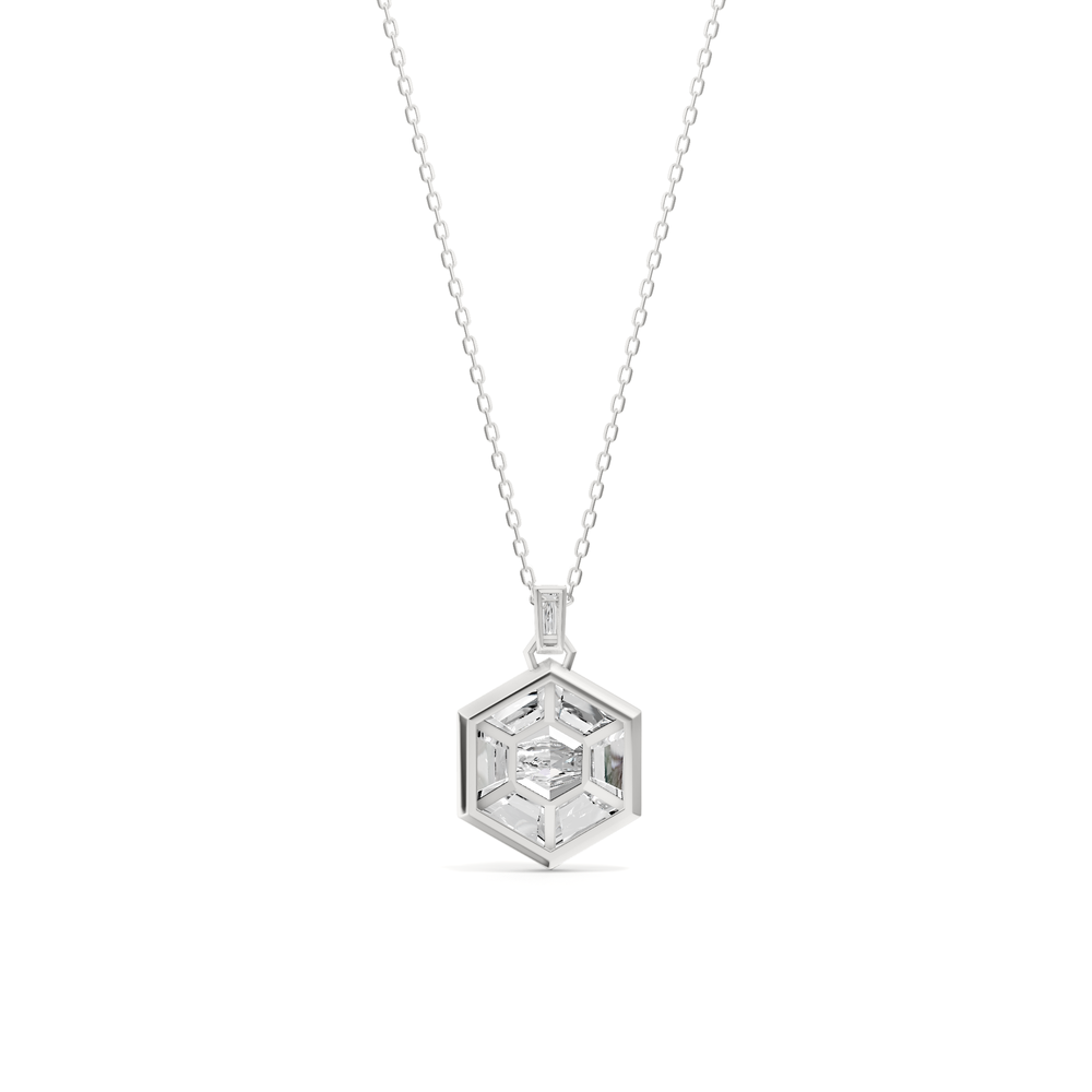 Juno Hexagon Composite Diamond Pendant with 14KT White Gold / Lab / 4 5/8 Cut Diamond in 14KT White Gold / Lab / 4 5/8 view 5

