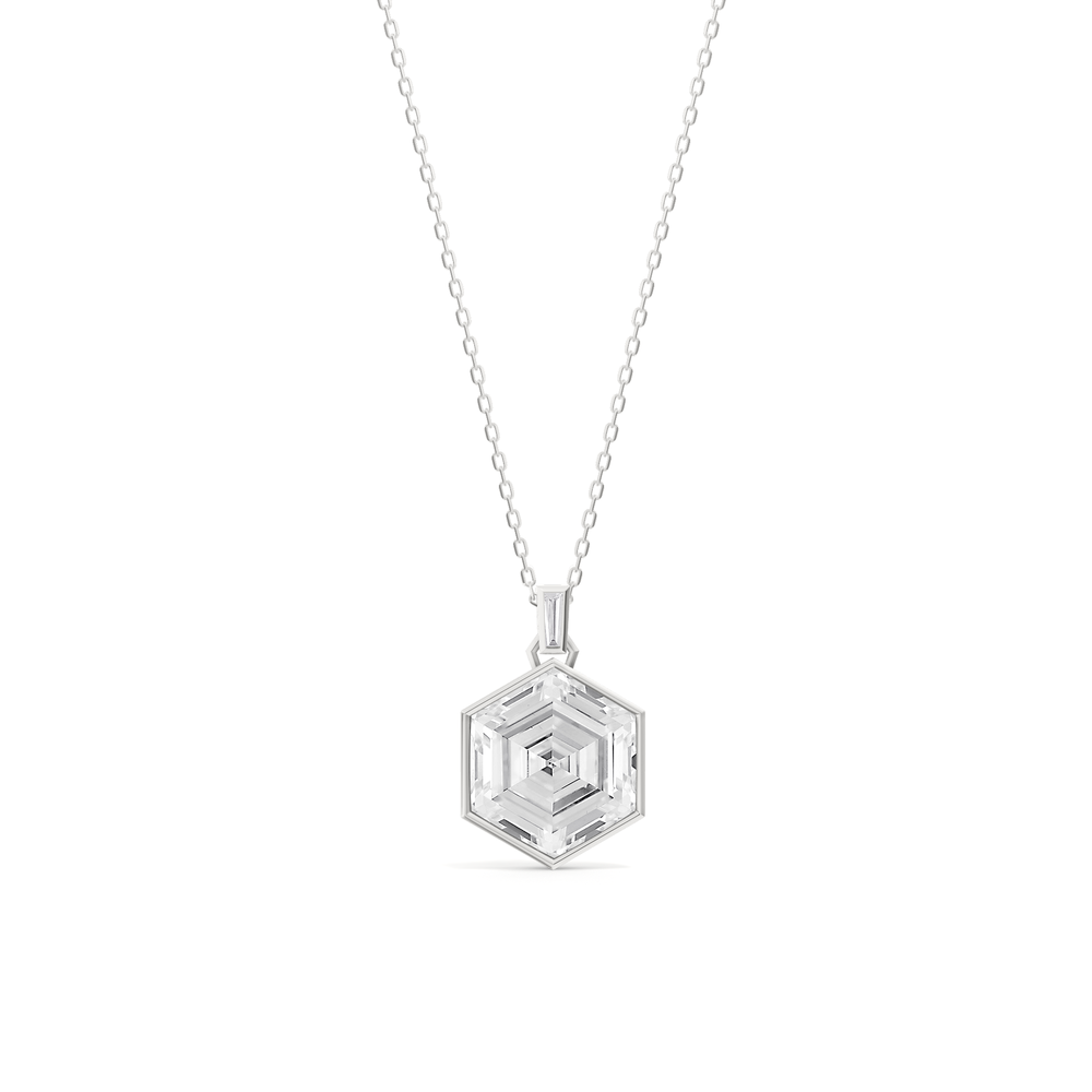 Juno Hexagon Composite Diamond Pendant with 14KT White Gold / Lab / 4 5/8 Cut Diamond in 14KT White Gold / Lab / 4 5/8 view 1
