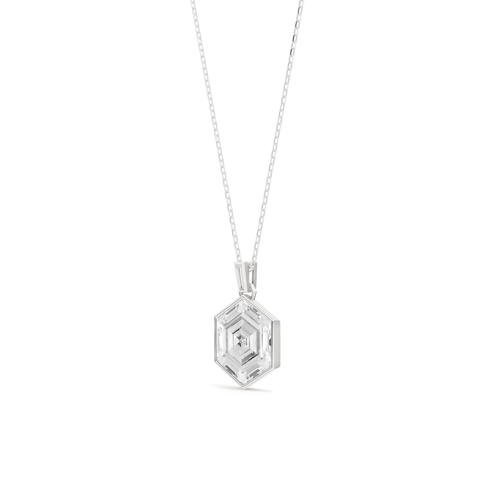 Juno Hexagon Composite Diamond Pendant with 14KT White Gold / Lab / 4 5/8 Cut Diamond in 14KT White Gold / Lab / 4 5/8 view 3
