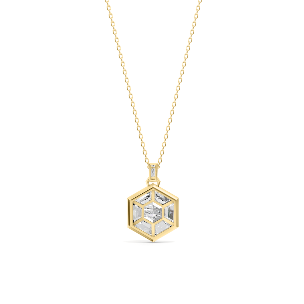 Juno Hexagon Composite Diamond Pendant with 14KT Yellow Gold / Lab / 4 5/8 Cut Diamond in 14KT Yellow Gold / Lab / 4 5/8 view 5
