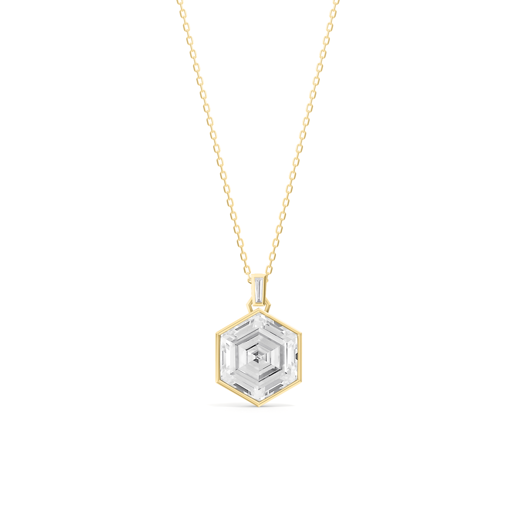 Juno Hexagon Composite Diamond Pendant with 14KT Yellow Gold / Lab / 4 5/8 Cut Diamond in 14KT Yellow Gold / Lab / 4 5/8 view 1
