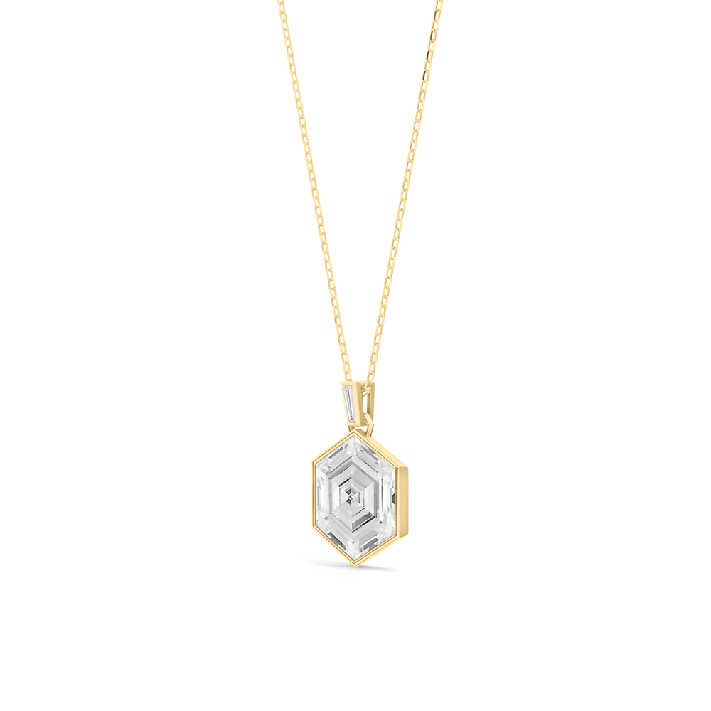 Juno Hexagon Composite Diamond Pendant with 14KT Yellow Gold / Lab / 4 5/8 Cut Diamond in 14KT Yellow Gold / Lab / 4 5/8 view 3
