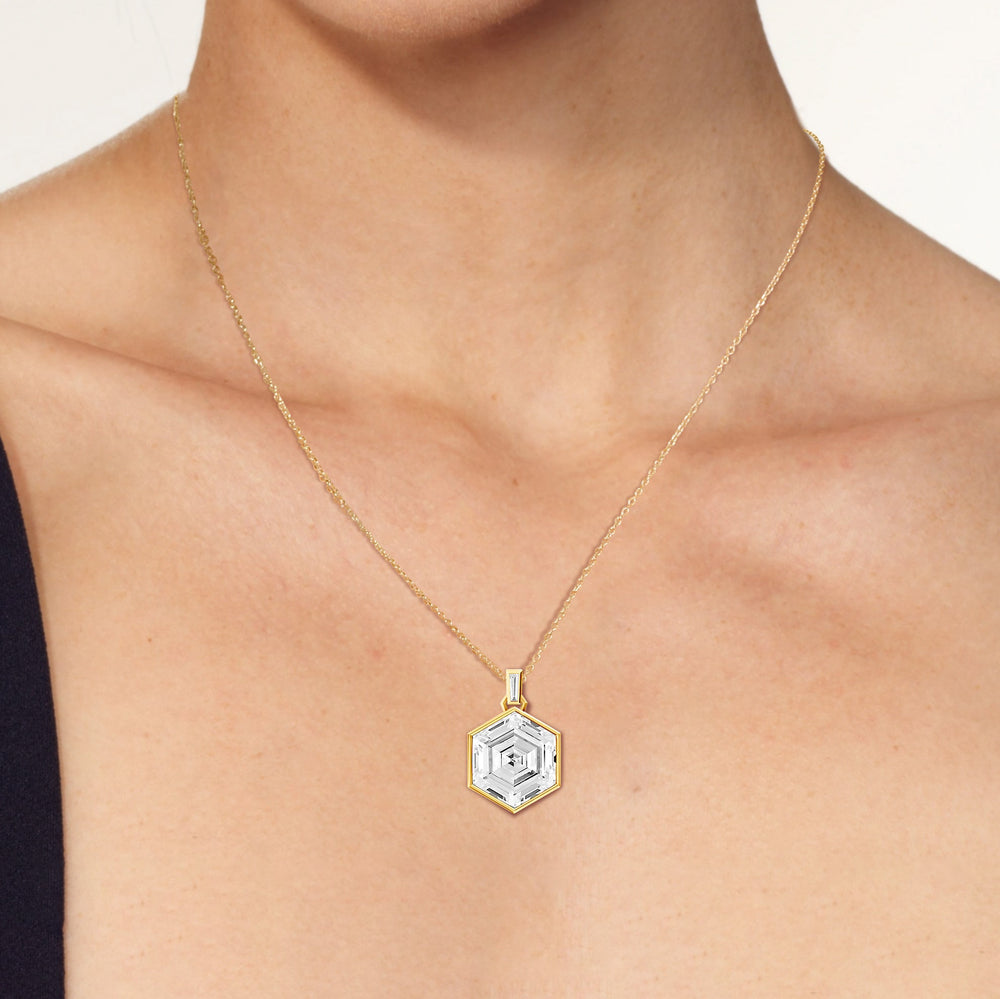 Juno Hexagon Composite Diamond Pendant with 14KT Rose Gold / Lab / 4 5/8 Cut Diamond in 14KT Rose Gold / Lab / 4 5/8 view 2
