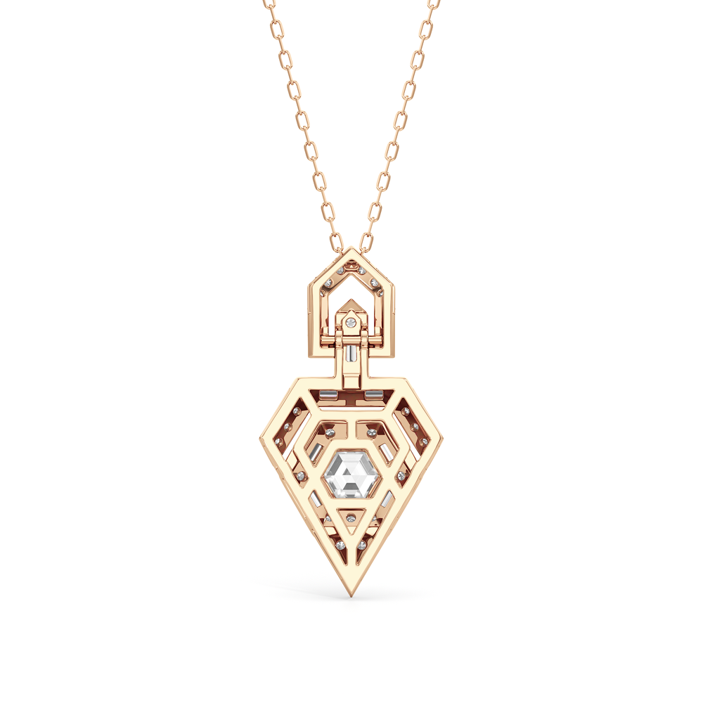 The Chevron Necklace with 14KT Rose Gold / Lab / 1 5/8 Cut Diamond in 14KT Rose Gold / Lab / 1 5/8 view 5
