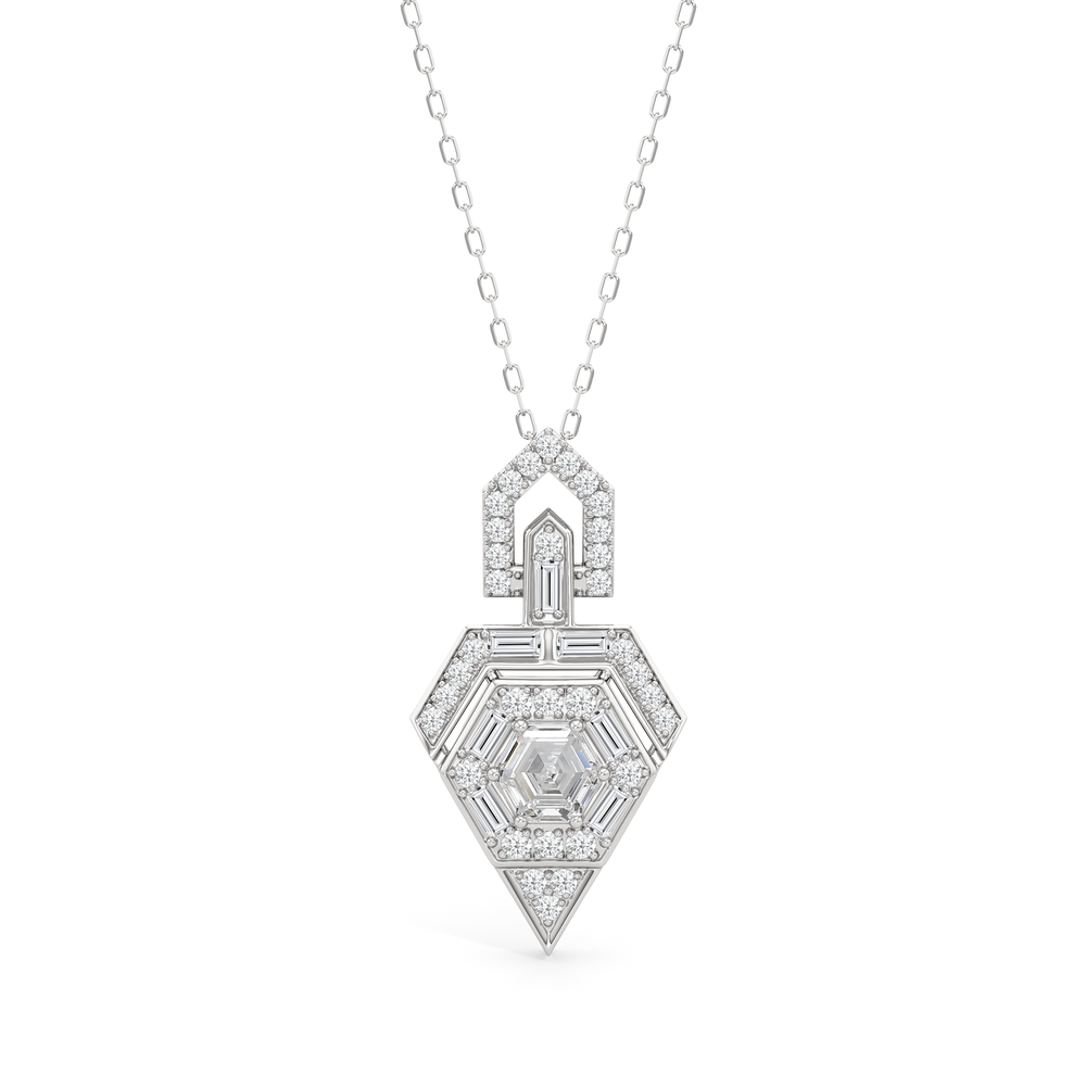 The Chevron Necklace with 14KT White Gold / Lab / 1 5/8 Cut Diamond in 14KT White Gold / Lab / 1 5/8 view 2
