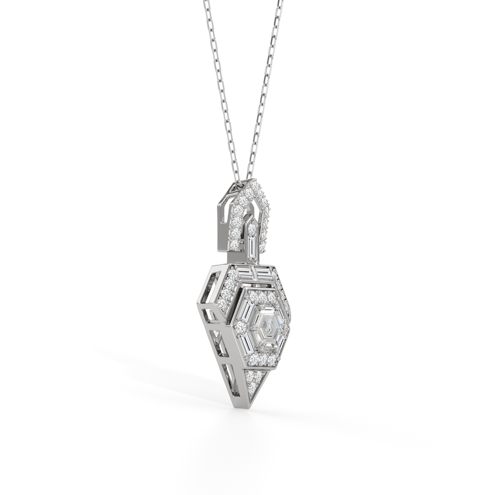 The Chevron Necklace with 14KT White Gold / Lab / 1 5/8 Cut Diamond in 14KT White Gold / Lab / 1 5/8 view 4
