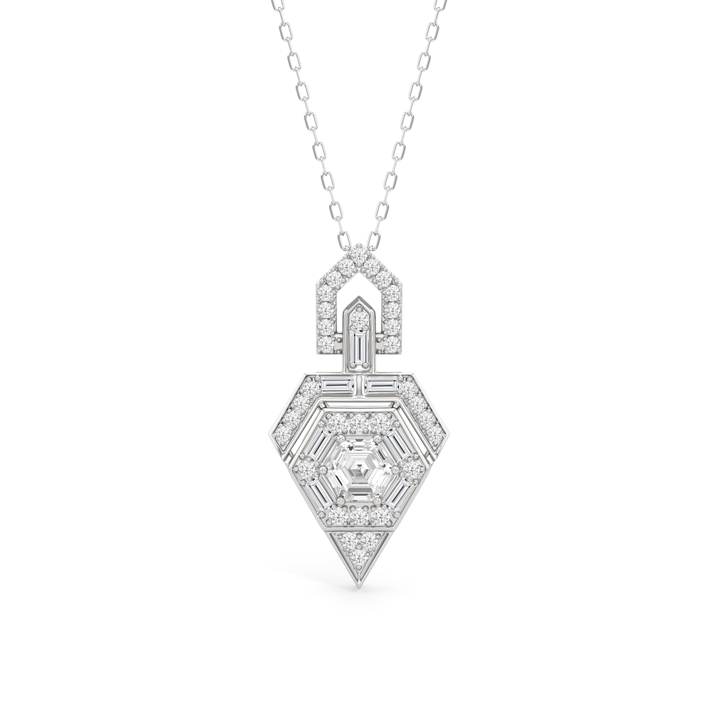 The Chevron Necklace with 14KT White Gold / Lab / 1 5/8 Cut Diamond in 14KT White Gold / Lab / 1 5/8 view 2
