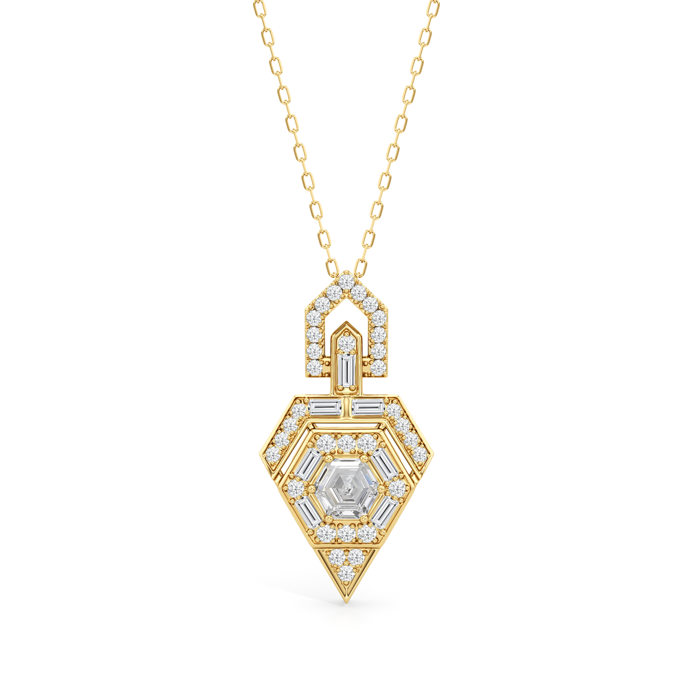 The Chevron Necklace with 14KT Yellow Gold / Lab / 1 5/8 Cut Diamond in 14KT Yellow Gold / Lab / 1 5/8 view 2
