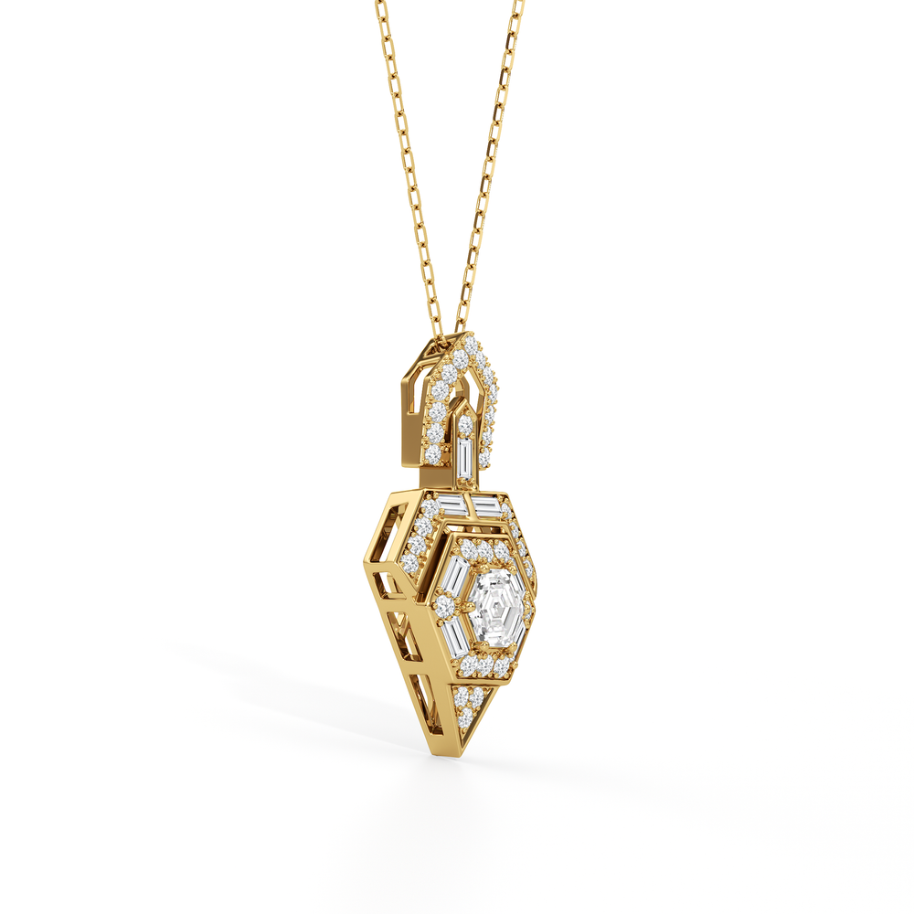 The Chevron Necklace with 14KT Yellow Gold / Lab / 1 5/8 Cut Diamond in 14KT Yellow Gold / Lab / 1 5/8 view 4

