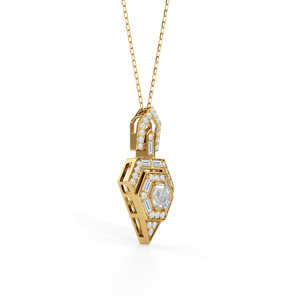 The Chevron Necklace with 14KT Yellow Gold / Lab / 1 5/8 Cut Diamond in 14KT Yellow Gold / Lab / 1 5/8 view 4

