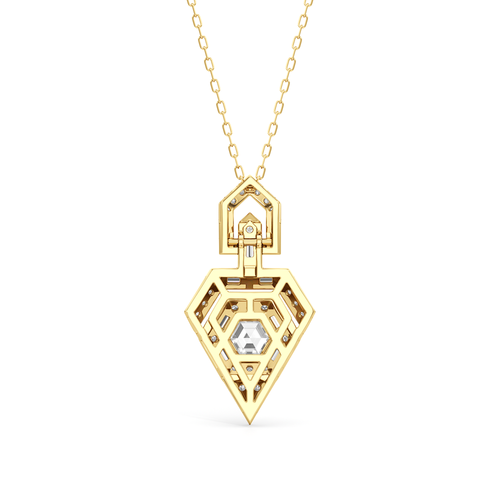 The Chevron Necklace with 14KT Yellow Gold / Lab / 1 5/8 Cut Diamond in 14KT Yellow Gold / Lab / 1 5/8 view 5
